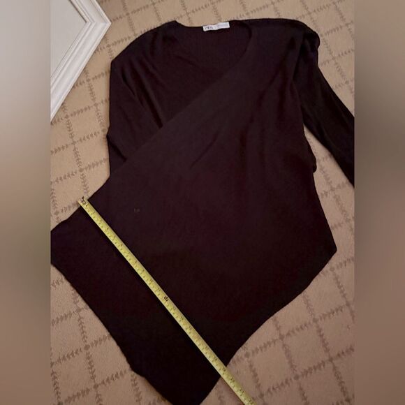 Zara Fine Knit Shawl Scarf sweater Brown M NWOT - Picture 6 of 13